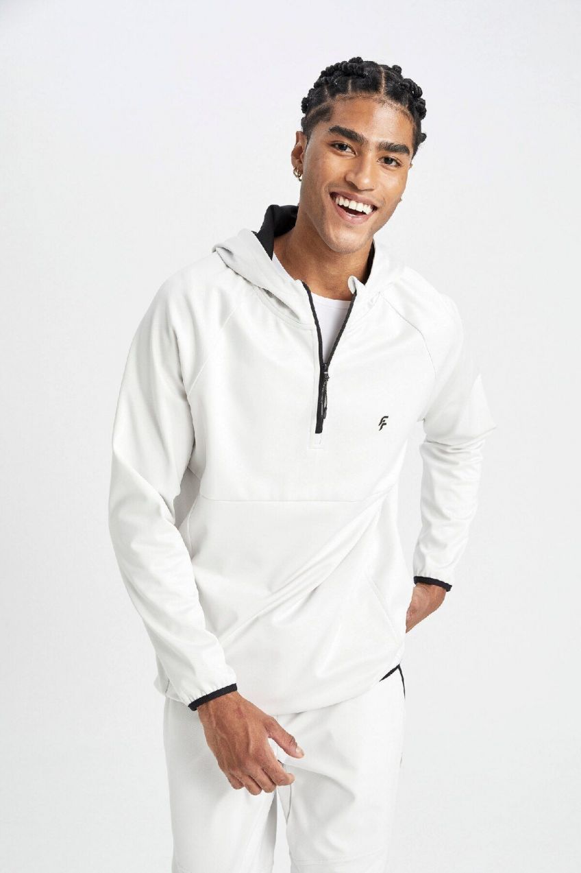 DeFactoFit Standard Fit Hooded Pique Sports Sweatshirt