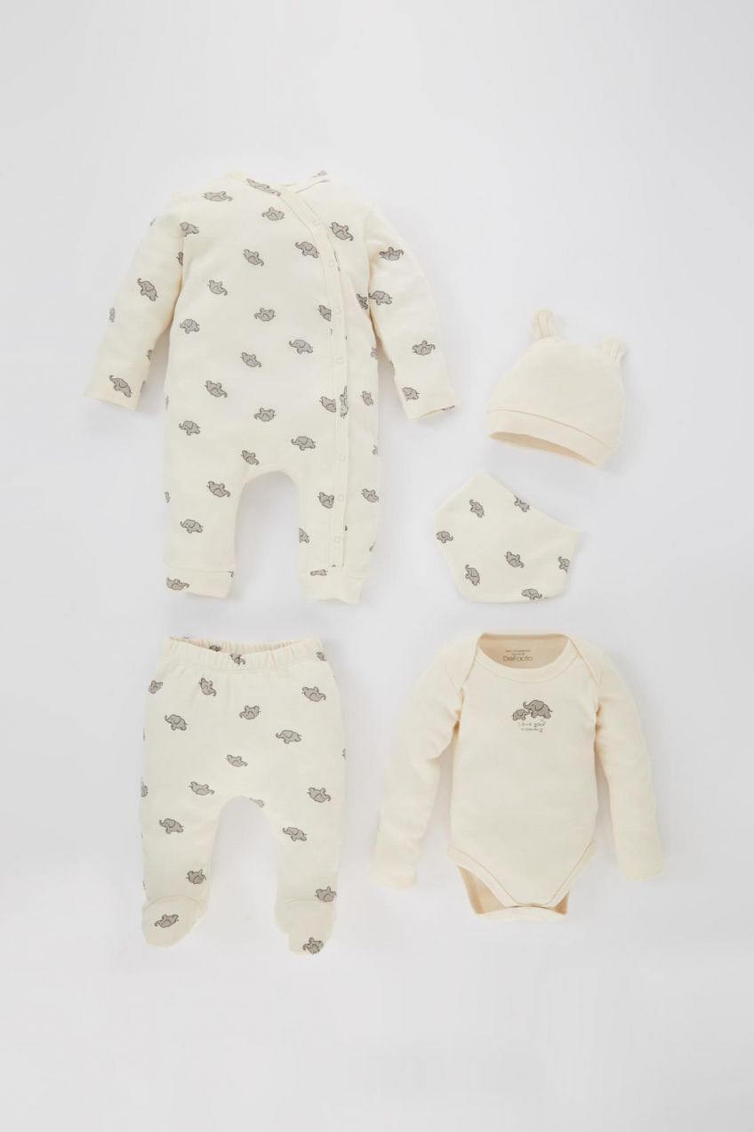 DEFACTO Baby Boy Elephant Patterned 5-Piece Hospital Exit Set