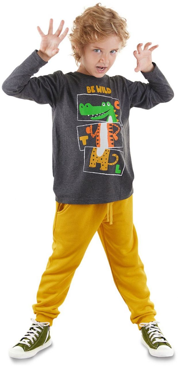Denokids Be Wild Boy T-shirt Tracksuit Bottom Set
