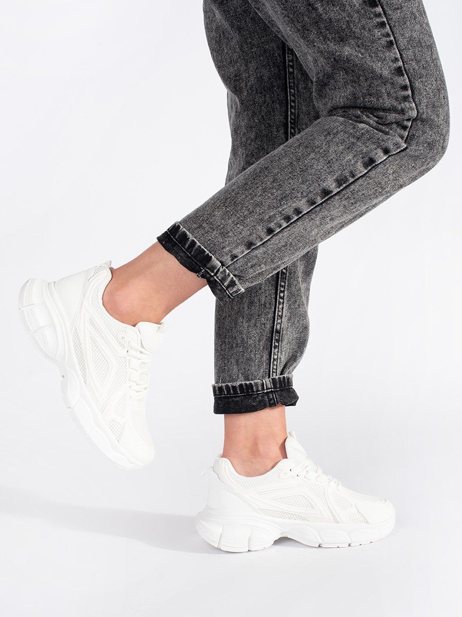 Shelvt White sneakers with a thick sole