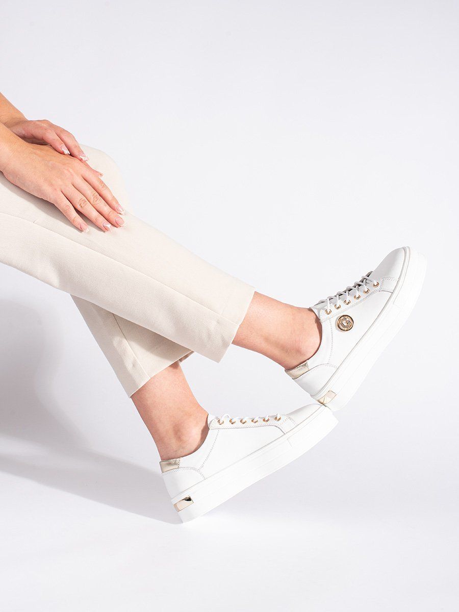 GOODIN White leather sneakers with a thick sole