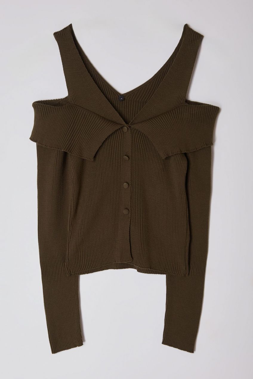 Trendyol Khaki V-Neck Knitwear Cardigan