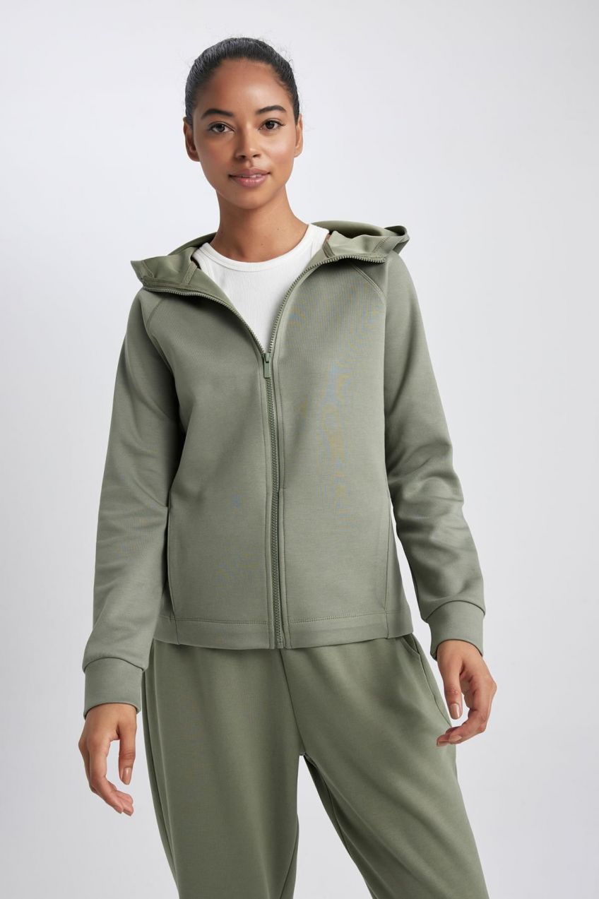 DEFACTO Fit Standard Fit Zippered Scuba Diving Fabric Zippered Sweatshirt