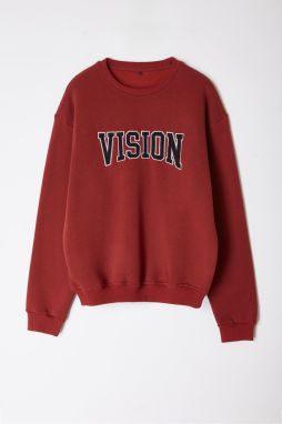 Trendyol Tile Unisex Oversize/Wide Cut Embroidered Fleece Inside Sweatshirt