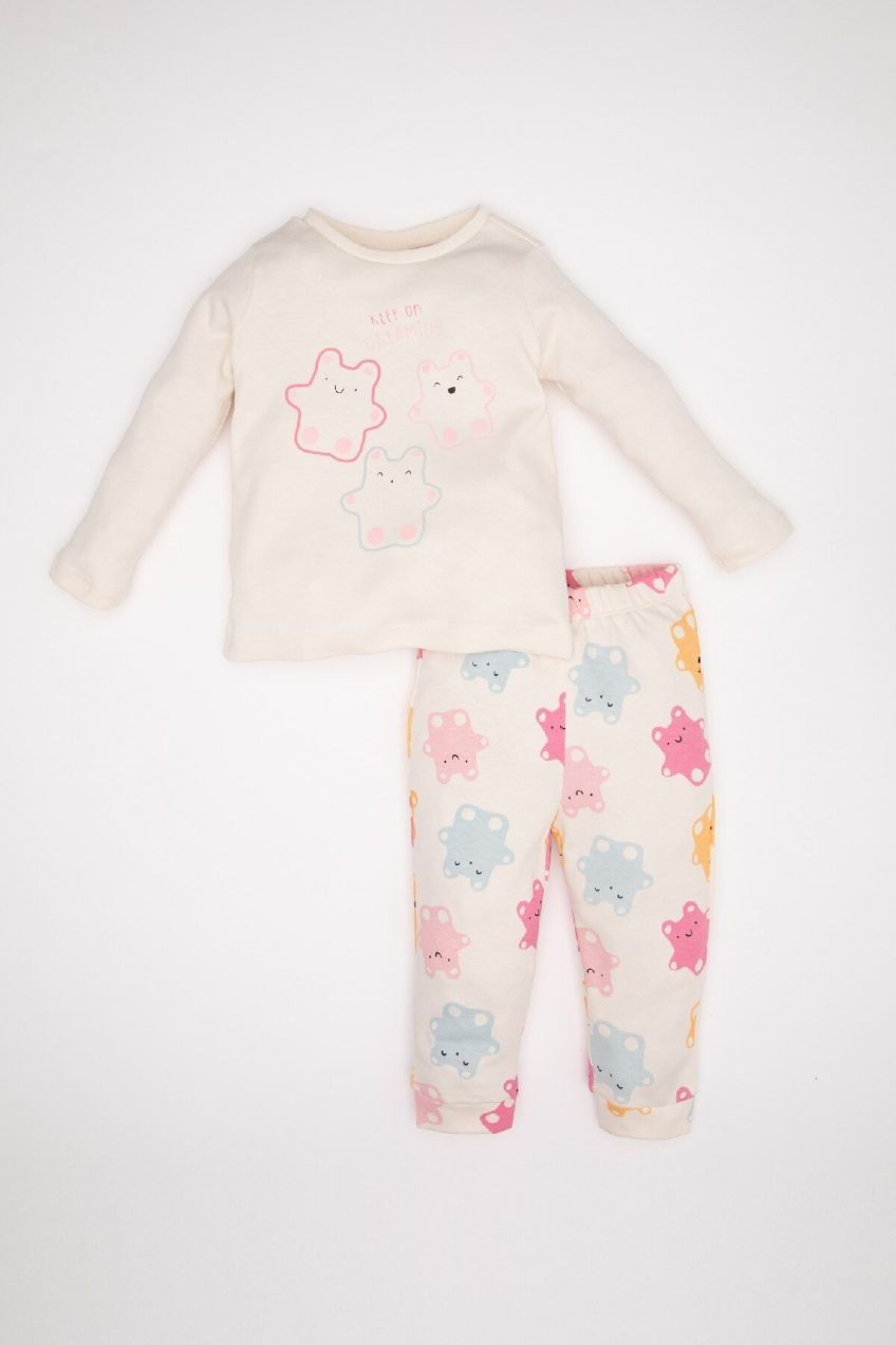DEFACTO Baby Girl Printed Long Sleeve Pajama Set