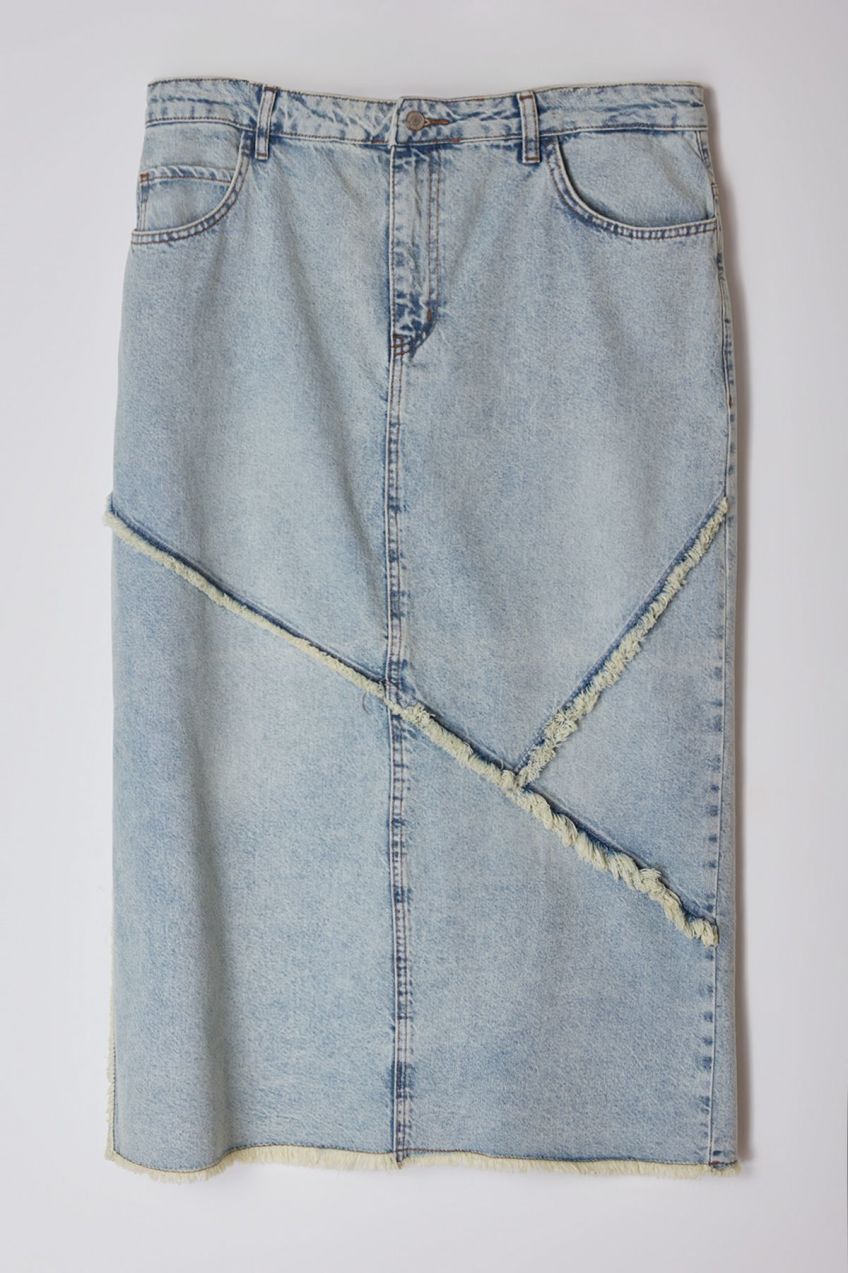 Trendyol Curve Light Blue Slit Denim Plus Size Skirt