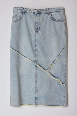 Trendyol Curve Light Blue Slit Denim Plus Size Skirt