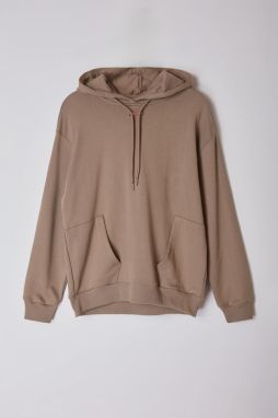 Trendyol Limited Edition Mink Oversize/Wide Cut Hooded Pocket Detailed Sweatshirt