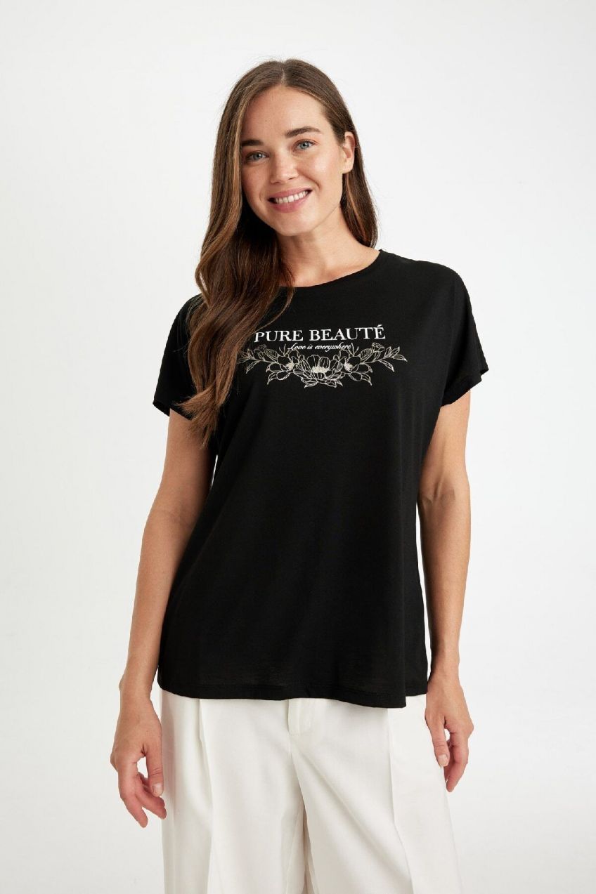 DEFACTO Regular Fit Crew Neck Printed Short Sleeve T-Shirt