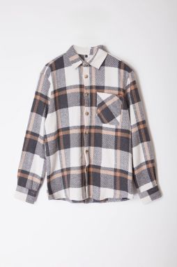 Trendyol Beige Unisex Regular Fit Winter Plaid Checked Lumberjack Jacket Shirt