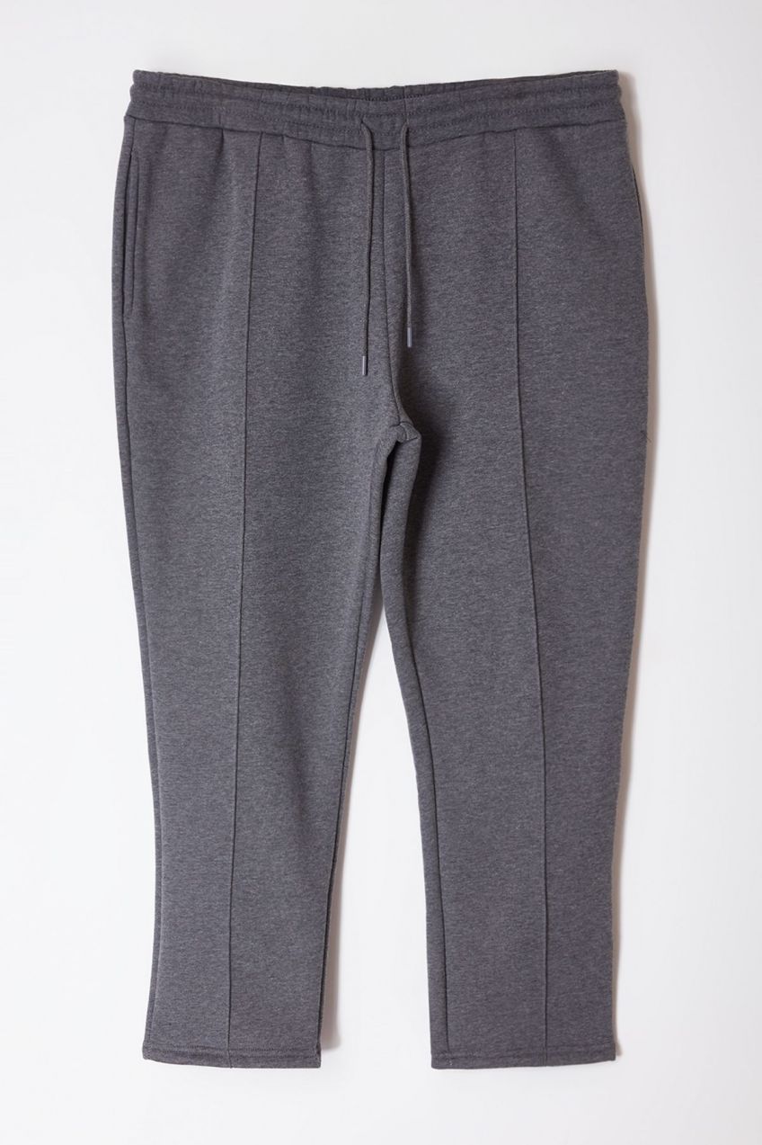 Trendyol Anthracite Plus Size Regular/Normal Cut Thick Sweatpants with Stitching Detail