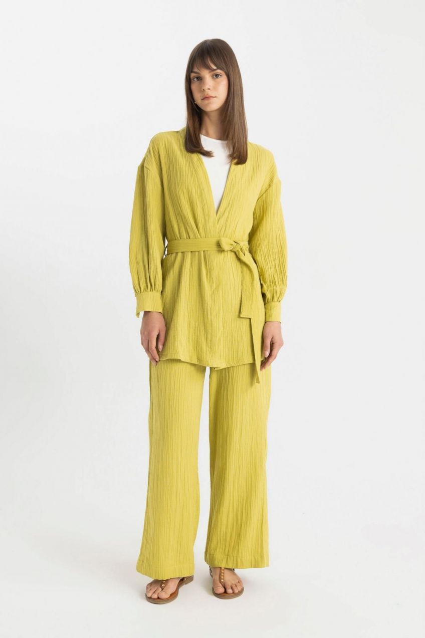 DEFACTO Wide Leg Muslin Trousers