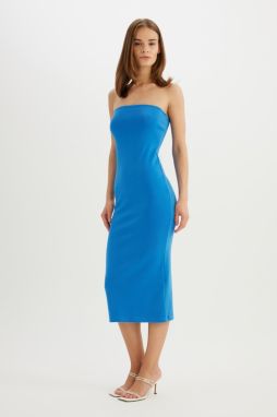 DEFACTO Bodycon Strapless Ribbed Sleeveless Midi Dress