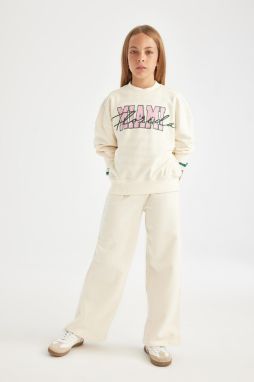 DEFACTO Girl Printed Sweatshirt Tracksuit Bottom 2-Piece Set