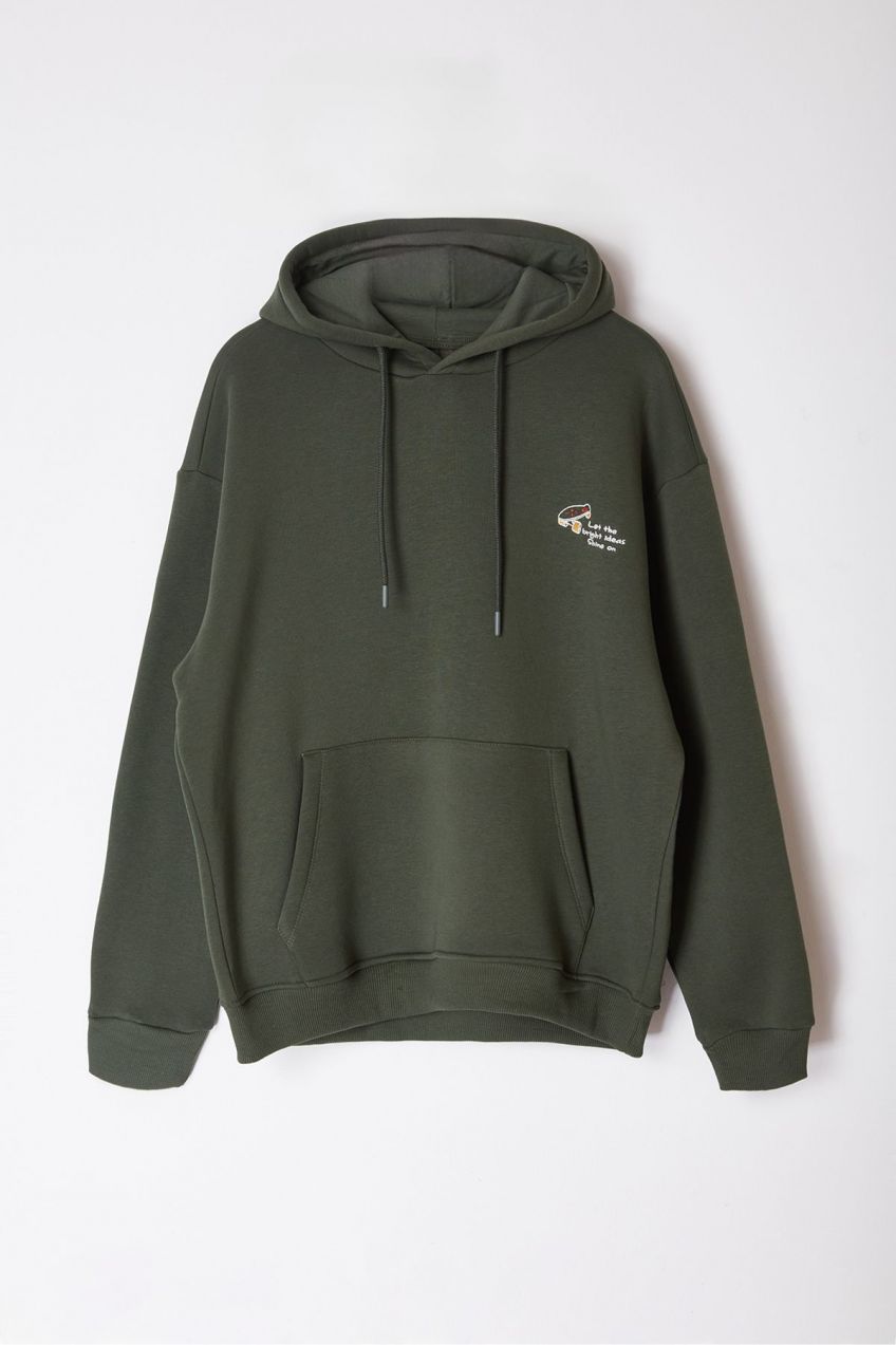 Trendyol Oversize/Wide Cut Embroidered Sweatshirt with Fleece Inside