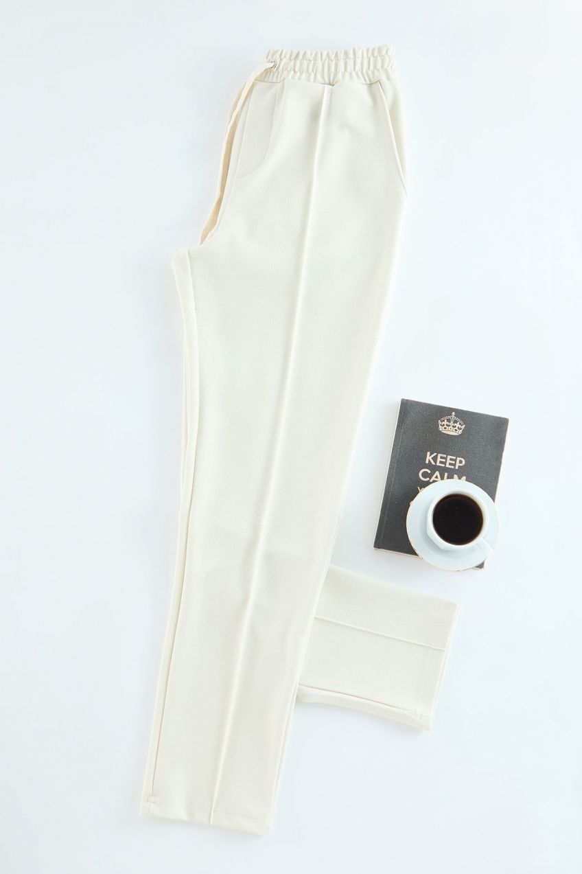 Trendyol Ecru Regular Cut Textured Stitch Detailed Sweatpants