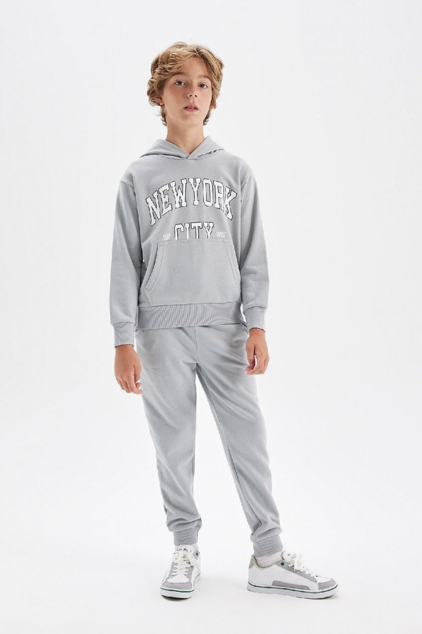 DEFACTO Boy Printed Sweatshirt Tracksuit Bottom 2-Piece Set