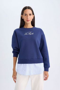 DEFACTO Crew Neck Printed Thick Sweatshirt