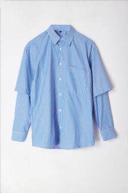 Trendyol Limited Edition Blue Relaxed Fit Bottom Sleeve Shirt
