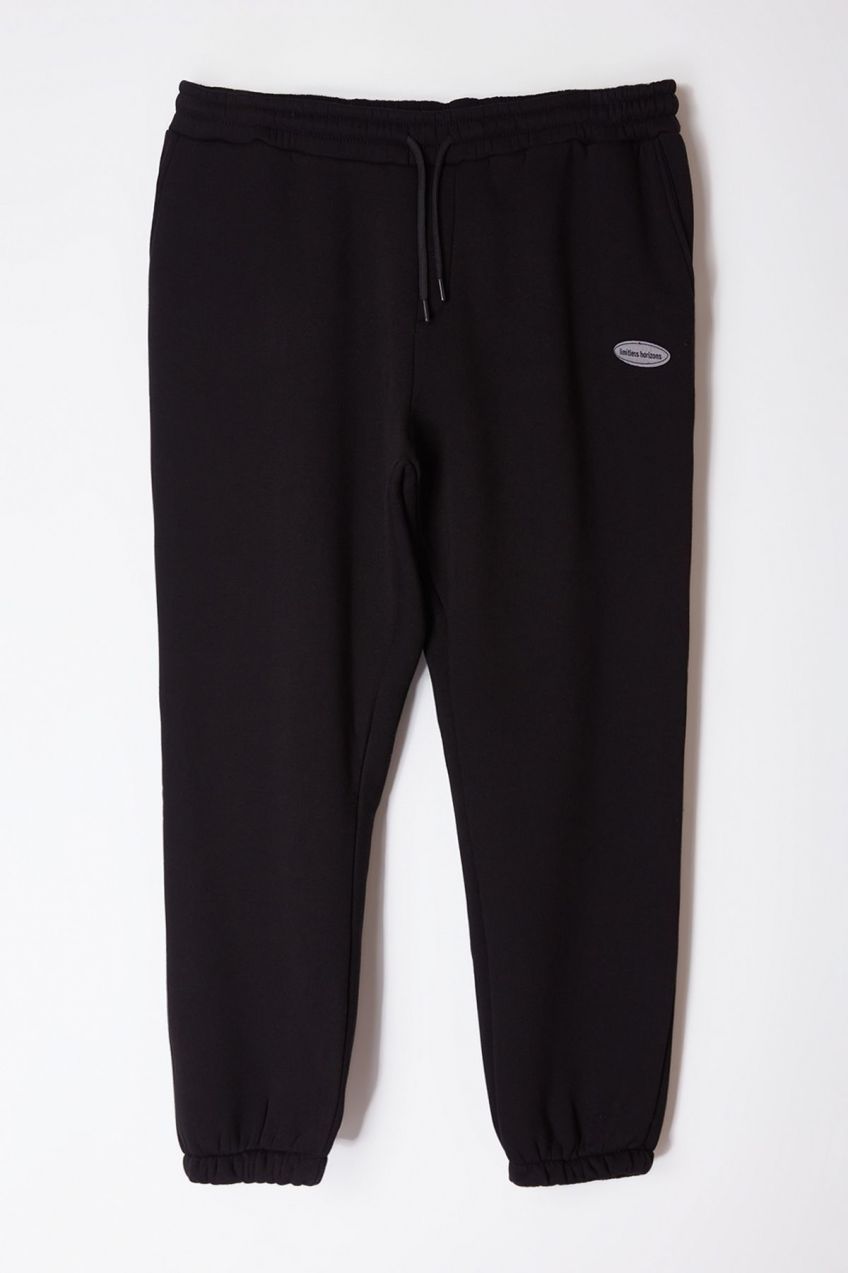 Trendyol Plus Size Black Oversize/Wide Cut Pocket Labeled Sweatpants