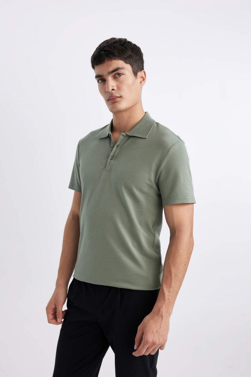 DEFACTO Slim Fit Polo Neck Basic Short Sleeve T-Shirt
