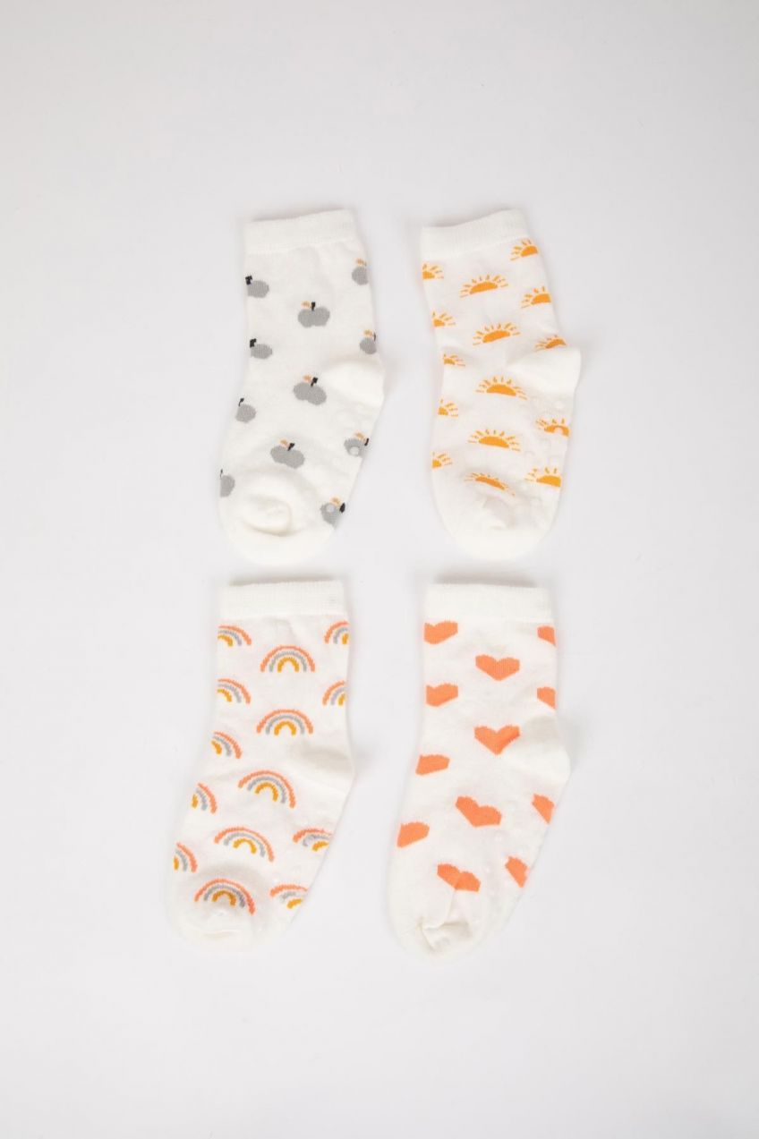 DEFACTO Baby Girl Seamless 4-Piece Cotton Long Socks