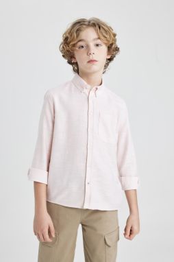 DEFACTO Boys Polo Neck Oxford Long Sleeve Shirt