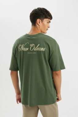 DEFACTO Oversize Fit Crew Neck Back Printed Short Sleeve T-Shirt