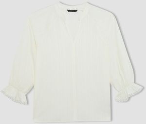 DEFACTO Oversize Fit V-Neck Crinkle Fabric Long Sleeve Blouse