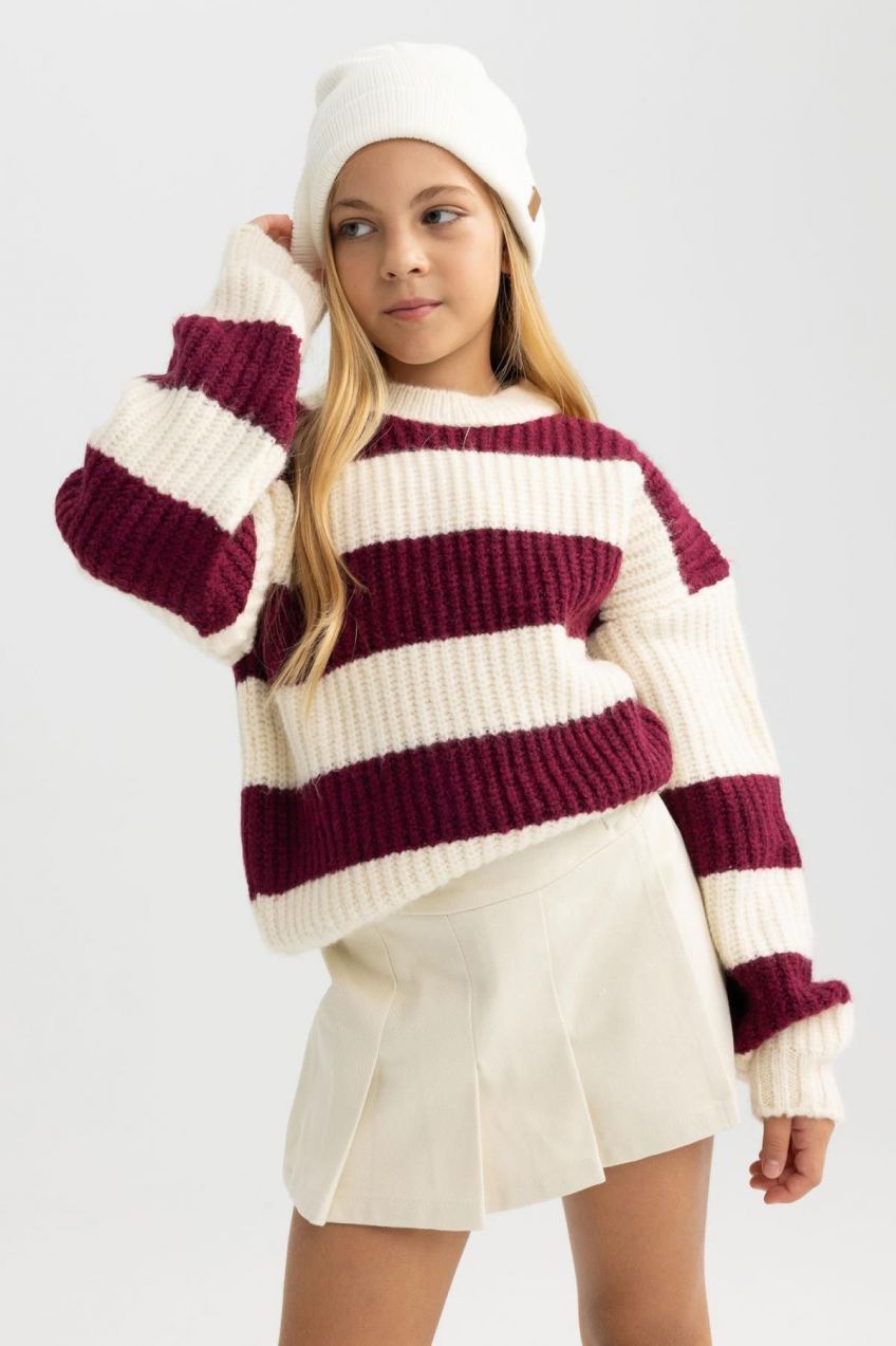 DEFACTO Girl's Crew Neck Sweater
