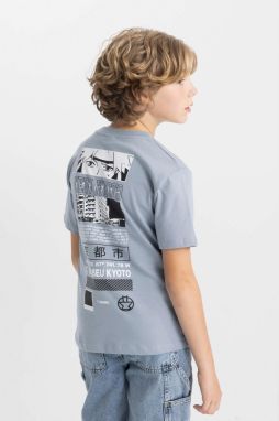 DEFACTO Boy's Crew Neck Printed Short Sleeve T-Shirt
