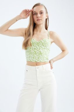DEFACTO Strappy Floral Crop Blouse