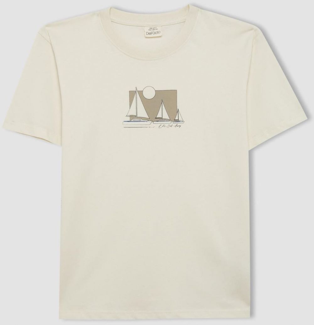 DEFACTO Boy's Crew Neck Printed Short Sleeve T-Shirt