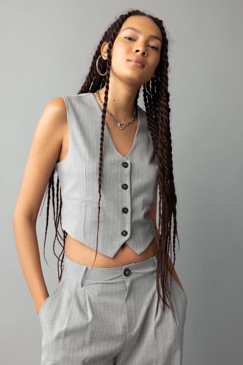 DEFACTO Regular Fit Buttoned Striped Blazer Vest