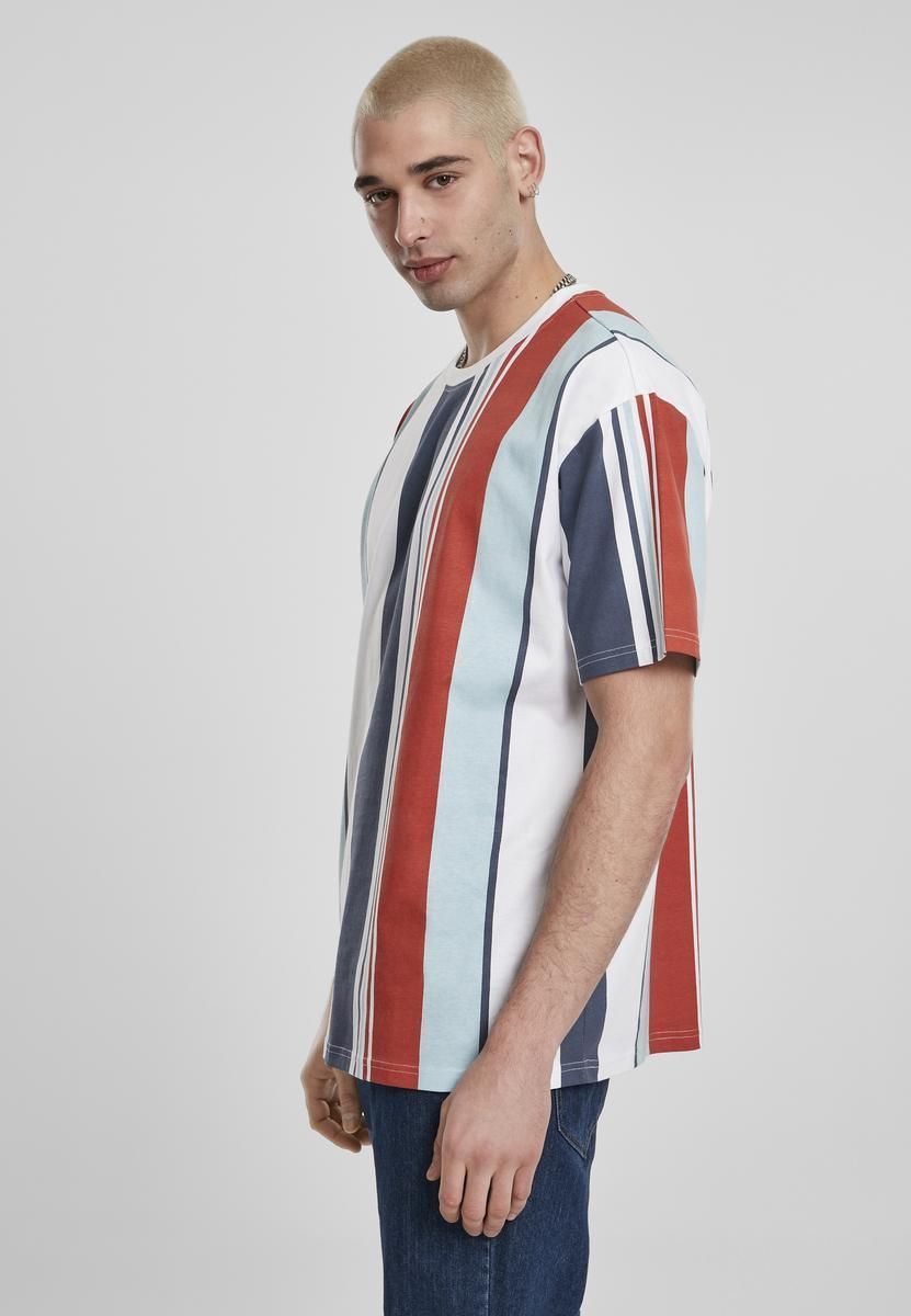 Heavy Oversized Big AOP Stripe Tee Burnt Red