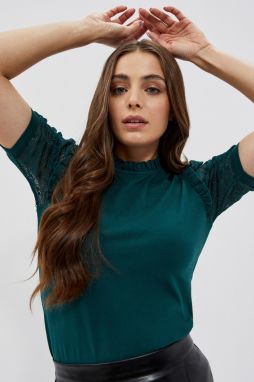 Blouse with openwork sleeves