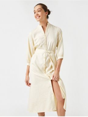 Koton Long Sleeve Tie Waist Shirt Dress