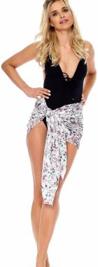 White pareo with small floral patterns