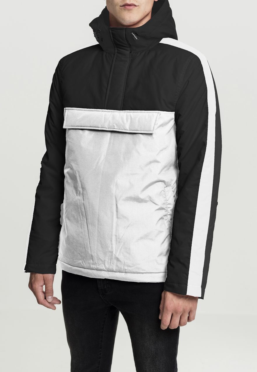 Men's pull-over jacket with hood white/black
