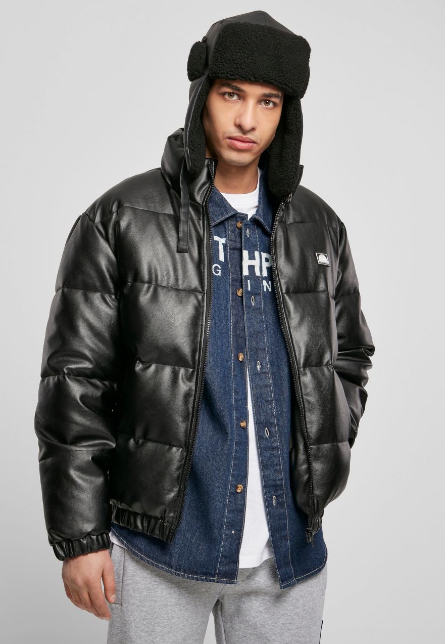 Men's jacket made of imitation leather Southpole Bubble black
