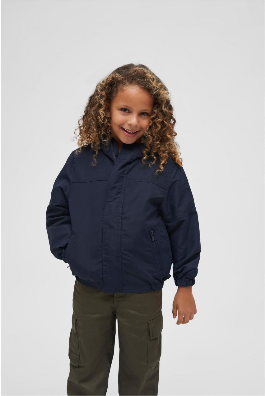 Children's summer windbreaker with navy front zipper