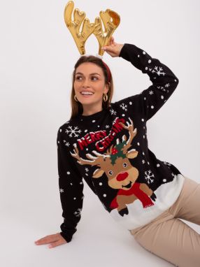 Black women's sweater with Christmas pattern SUBLEVEL
