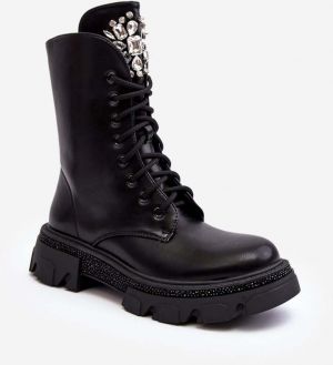 Women's Work Ankle Boots with Trim Black Ventora