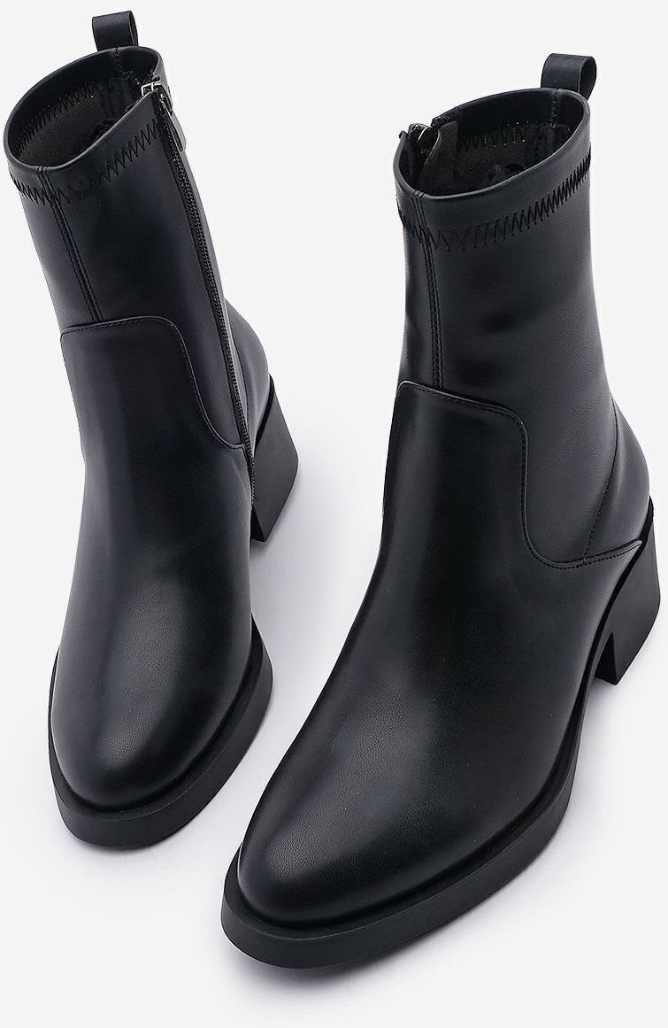 Marjin Women's Zippered Daily Boots Black Befor