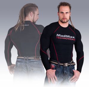 MadMax Compression Long Sleeve T-Shirt MSW902 Black and Red M