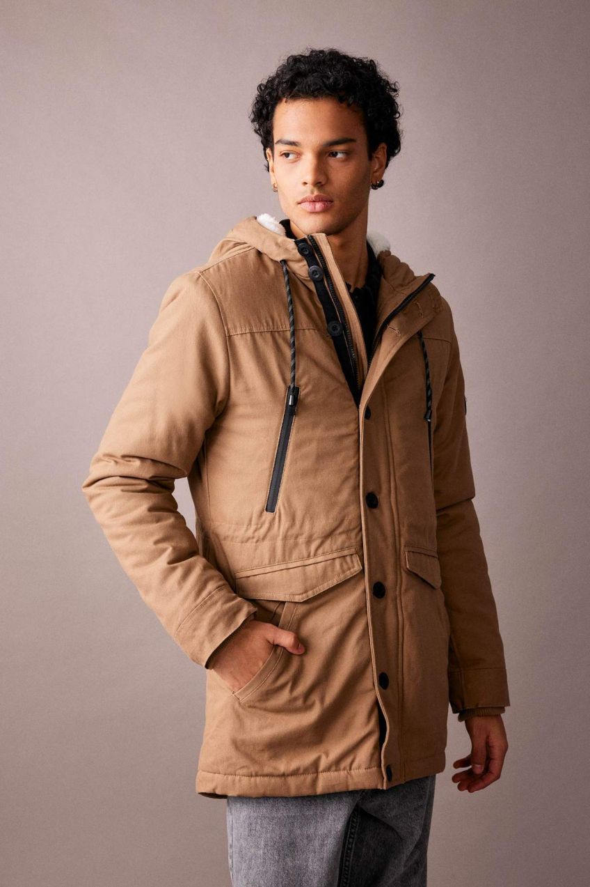 DEFACTO Slim Fit Hooded Plush Lining Jacket
