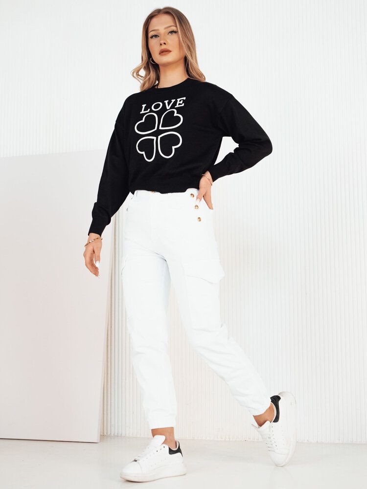Women's sweater with CLOVER black Dstreet print