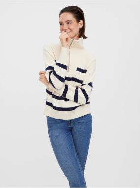 Modro-krémový pruhovaný sveter VERO MODA Saba