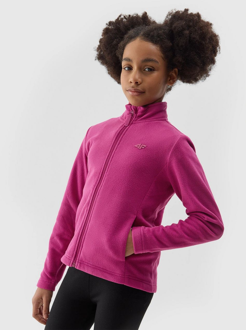 Girls' Regular 4F Fleece with Stand-Up Collar - Pink