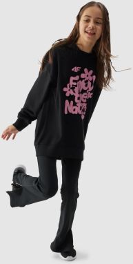 Girls' sweatshirt without fastening and hooded 4F - black